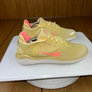 Nike Free RN Running Shoes‎ Sneakers Womens Yellow Pink Athletic Activewear